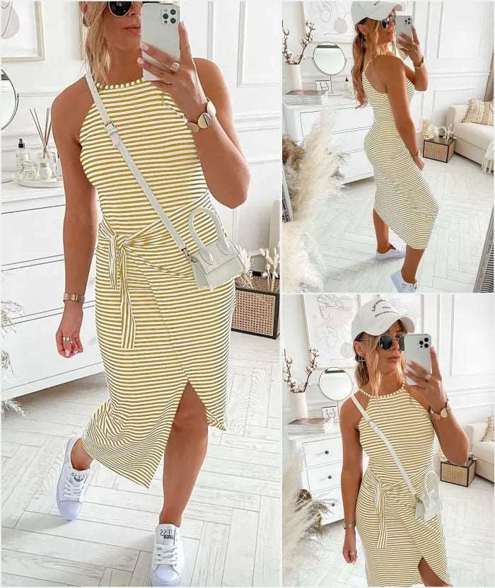 Bénanique™️ Striped Midi Dress - Casual Style
