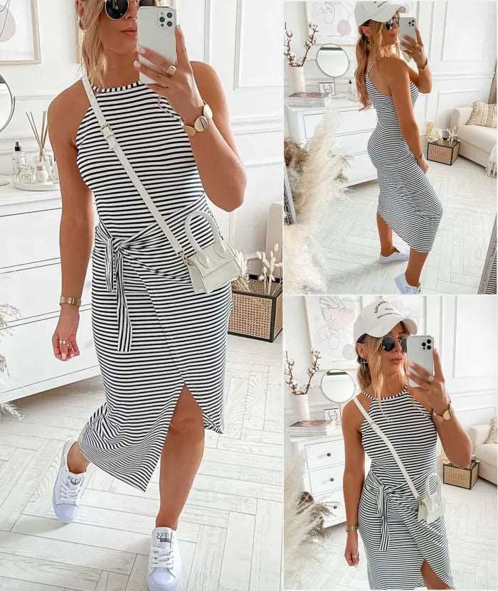 Bénanique™️ Striped Midi Dress - Casual Style