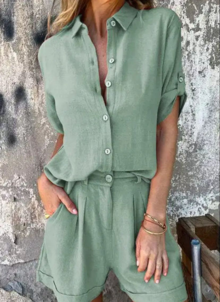 Noa | Women's Relaxed Two-Piece Blend Set with Buttons