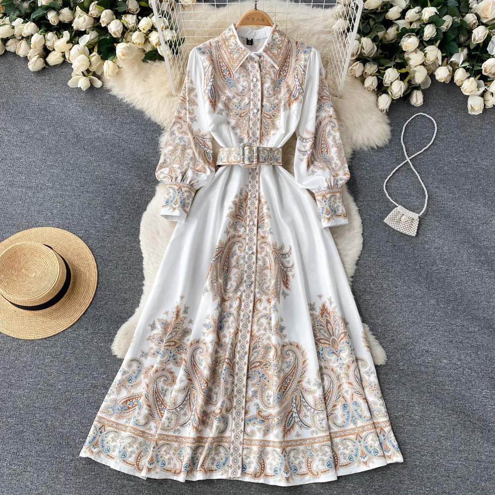 Floral A-Line Dress with Belt