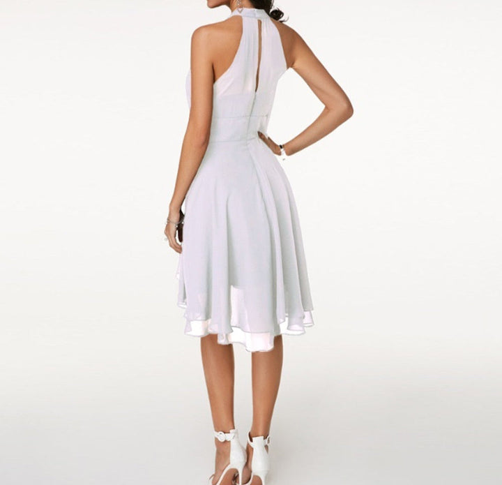 Women's Halter Mini Dress with High-Low Hem