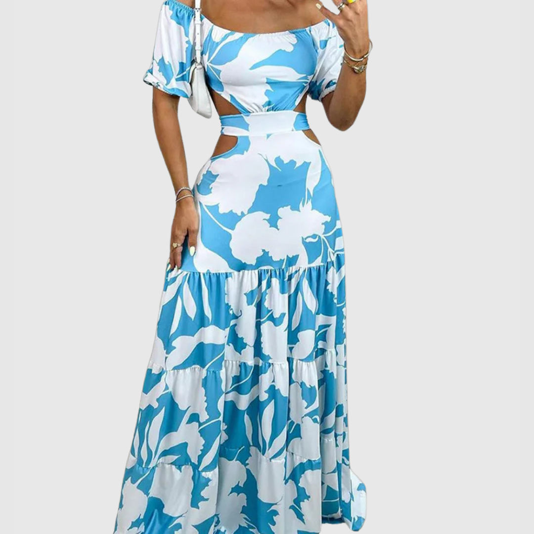 Xiomara | Women's Short Sleeve Maxi Dress with Cut-Out