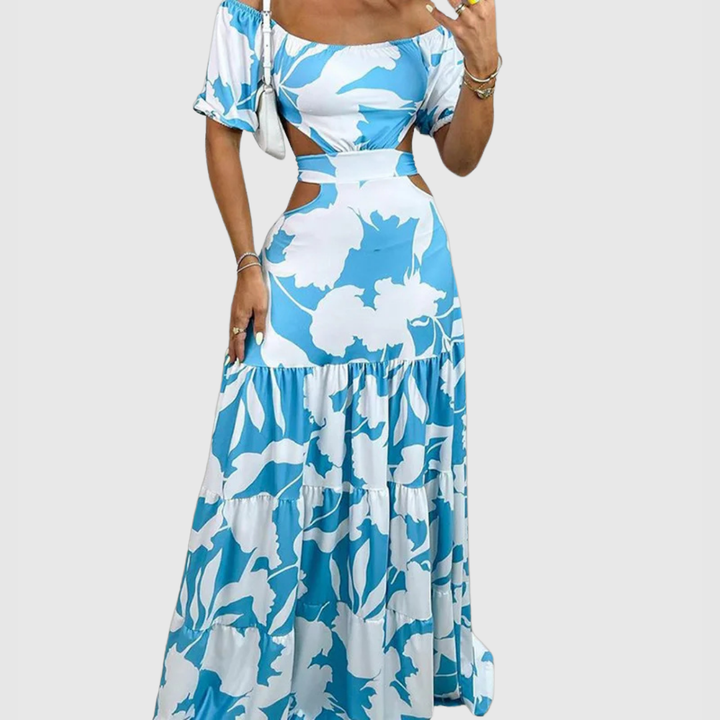 Xiomara | Women's Short Sleeve Maxi Dress with Cut-Out