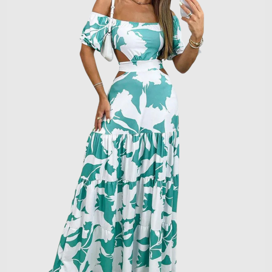 Xiomara | Women's Short Sleeve Maxi Dress with Cut-Out