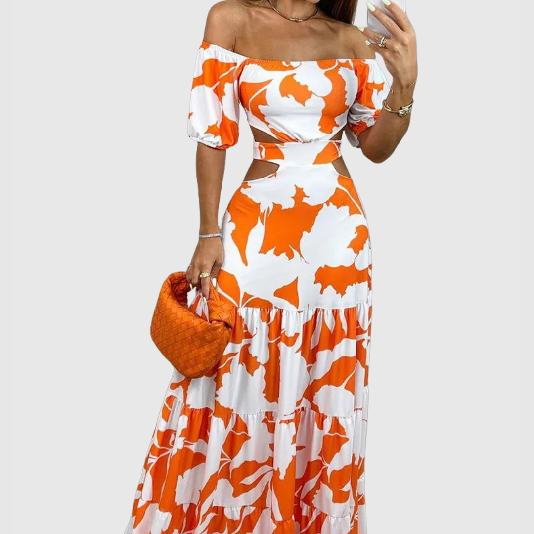 Xiomara | Women's Short Sleeve Maxi Dress with Cut-Out