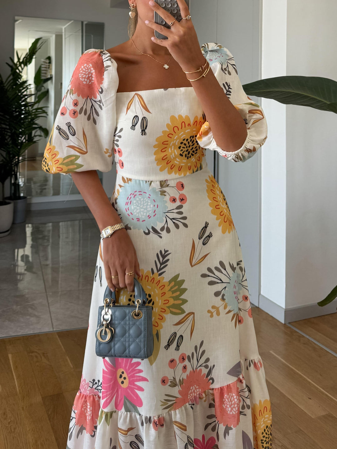 CAMILLE – ELEGANT BLOOM PUFF SLEEVE DRESS
