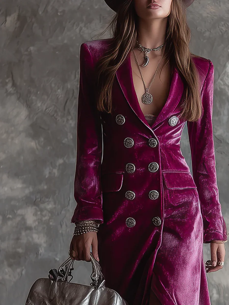 Holly | Women's Tailored Blazer Maxi Dress with Buttons