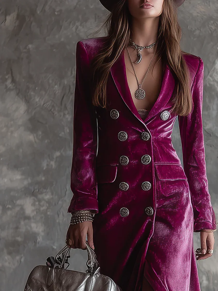 Holly | Women's Tailored Blazer Maxi Dress with Buttons