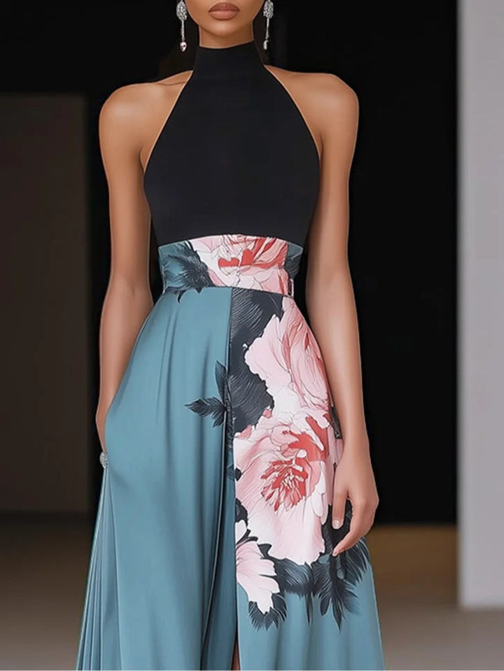 Martina | Women's Floral Sleeveless Maxi Dress with Side Slit