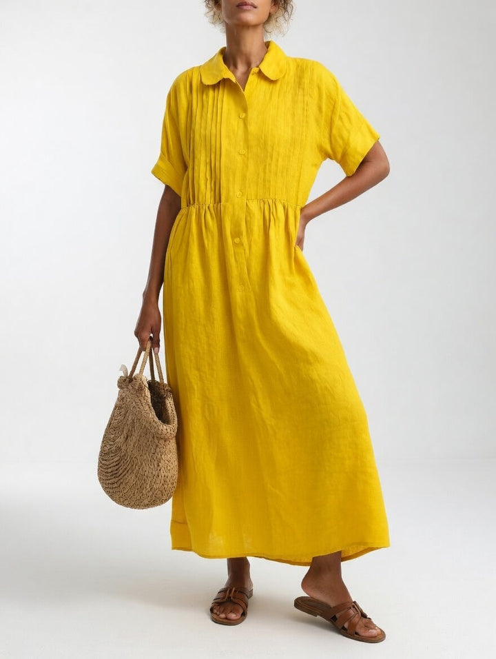Lysandra | Women's Short Sleeve Maxi Breezy Summer Shirt Dress with Buttons