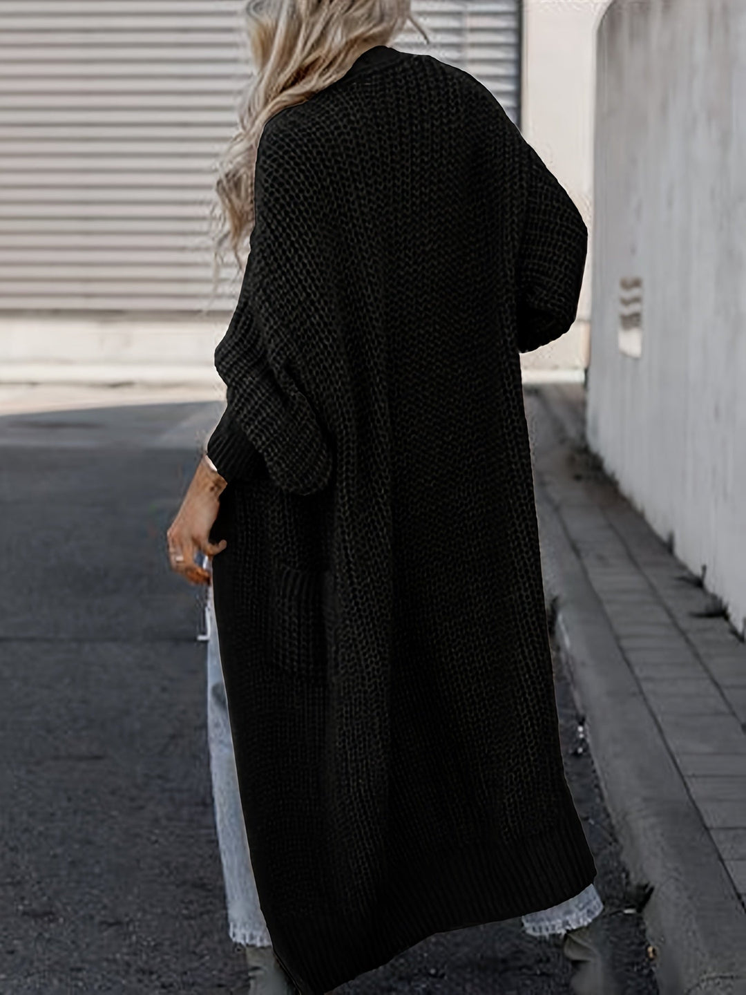 Women's Maxi Cardigan with Long Sleeves and Pockets