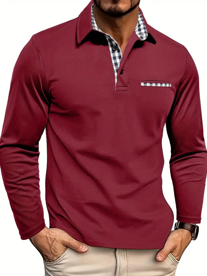 Max | Men's Tailored Long Sleeve Polo Shirt with Pockets