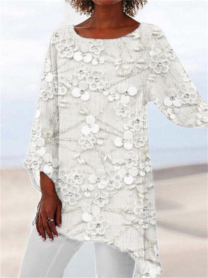 Ivendra | Floral Crystal Bloom Print Top