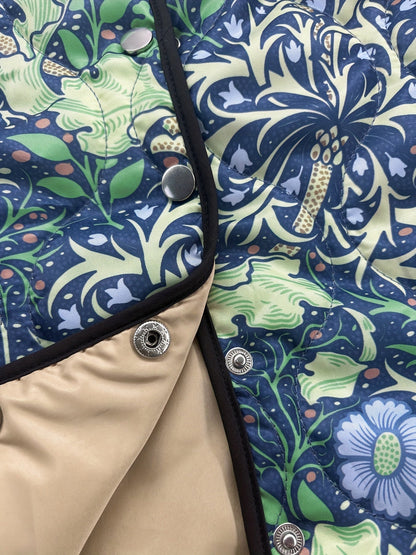 Women's Vintage Botanical Print Quilted Jacket