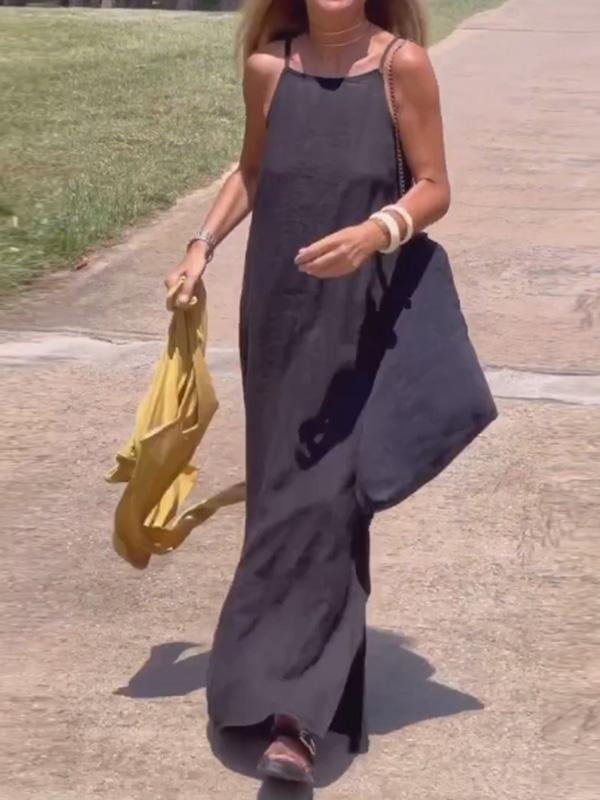 Casual Long Dress Made of Cotton and Linen for Women