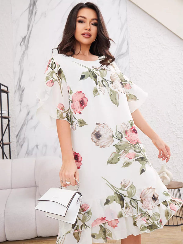 Camila™ – Elegant Floral Chiffon Dress