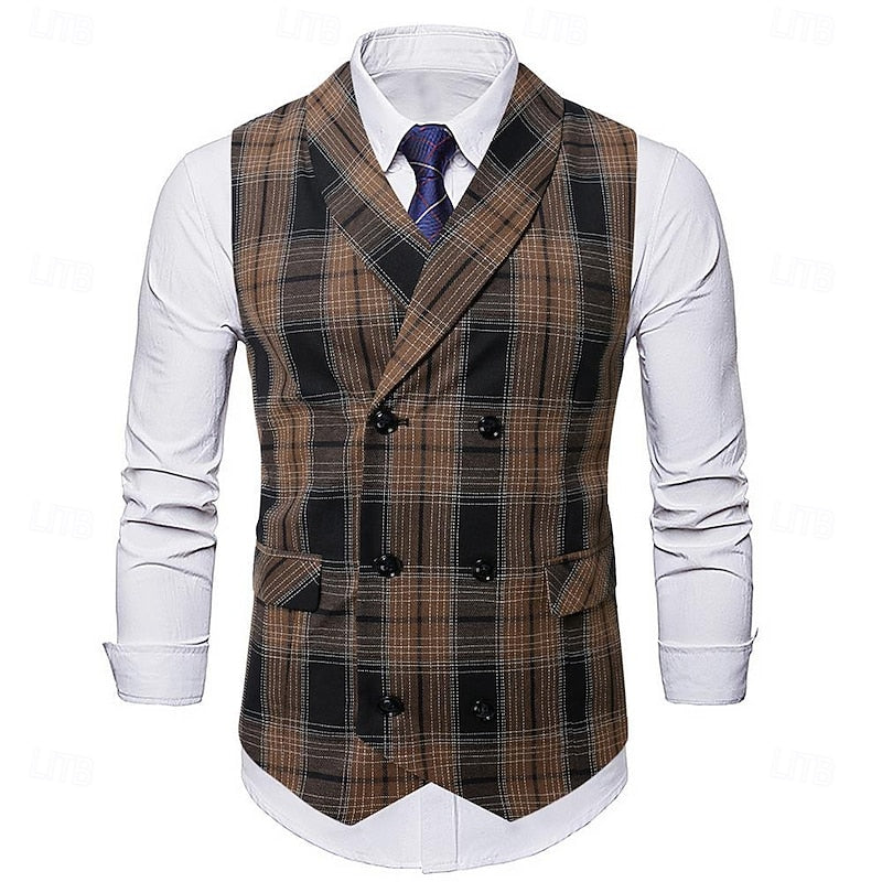 James | Men's Plaid Vest with Buttons and Pockets