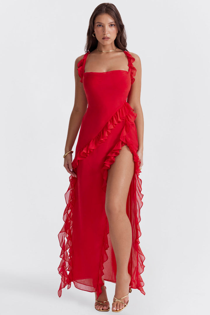 Laurine | Women's Cowl Neck Elegant Maxi Dress with Side Slit