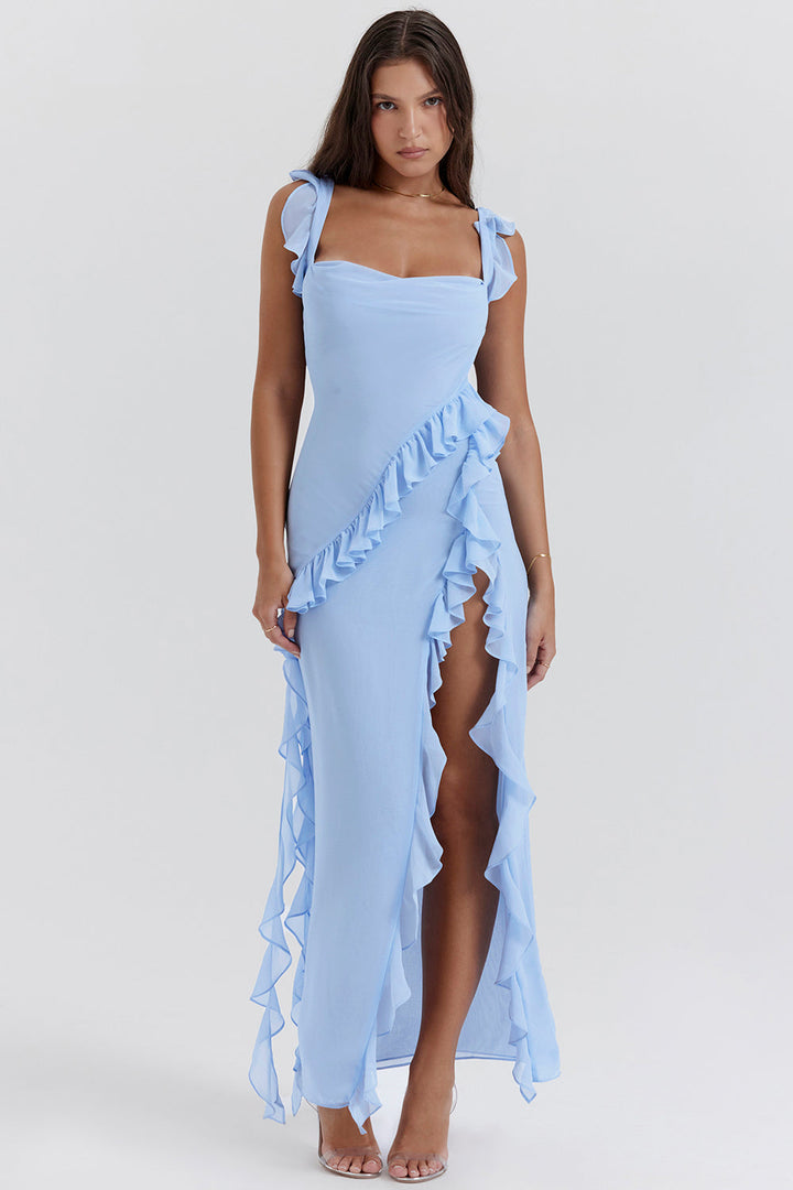 Laurine | Women's Cowl Neck Elegant Maxi Dress with Side Slit