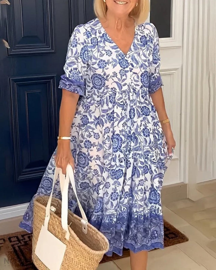 Luna | Women's Mini Elegant Floral V-Neck Dress