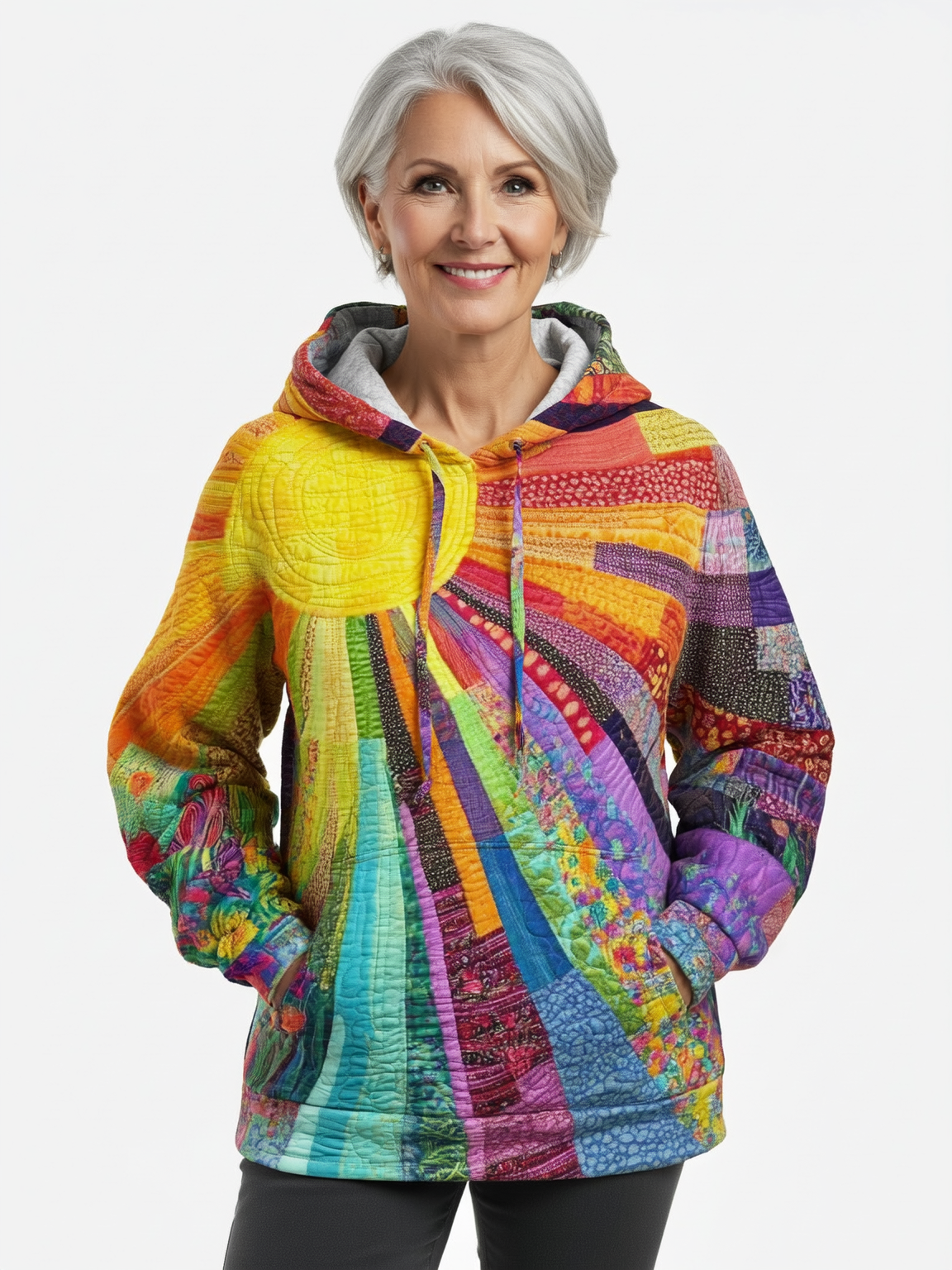 Quinn™ - Bohemian Multicolor Patchwork Hoodie