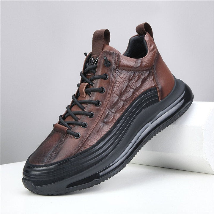 Men's Crocodile Print Lace-Up Sneakers