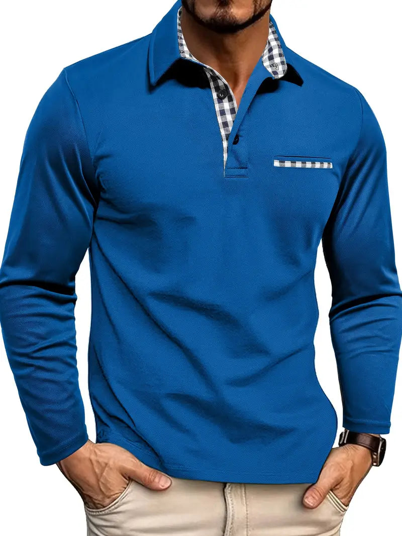 Max | Men's Tailored Long Sleeve Polo Shirt with Pockets