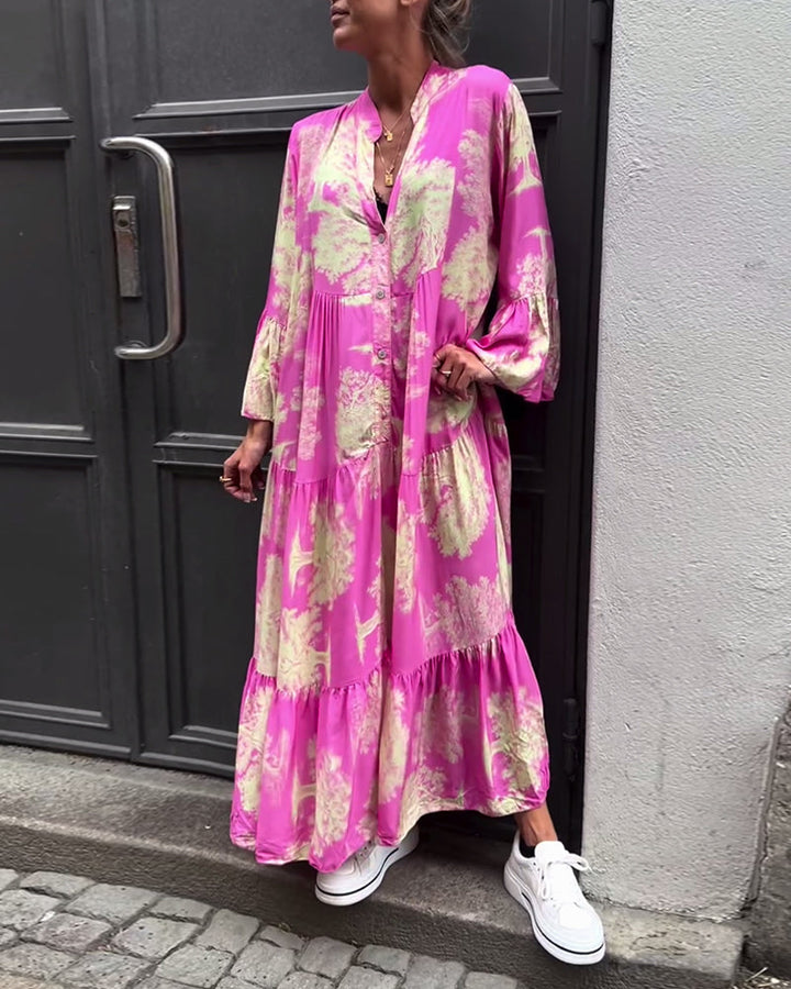 Giavanna | Women's Relaxed Mini Casual Flared Sleeve Long Printed Dress