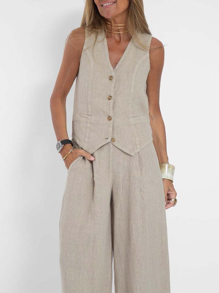 Ella | Vest Wide Pants Set (Almost Sold Out)