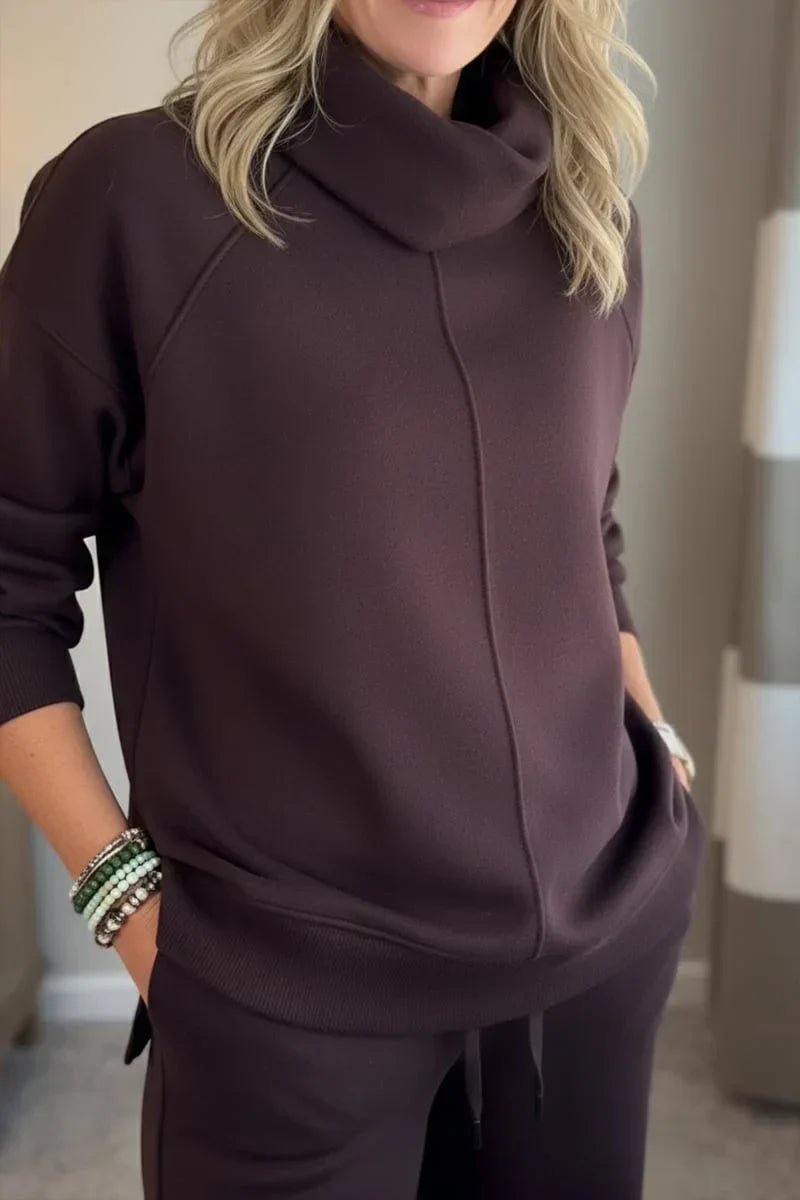 Aivra | Women's Turtleneck Long Sleeve Wide-Leg Two Piece Set with Pockets