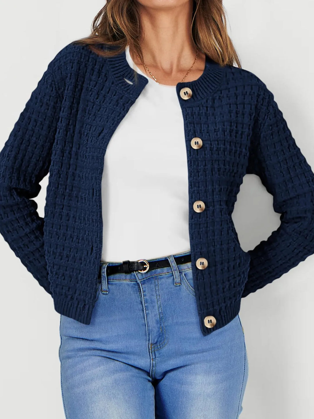 Harper | Women's Cardigan with Button Placket and Buttons