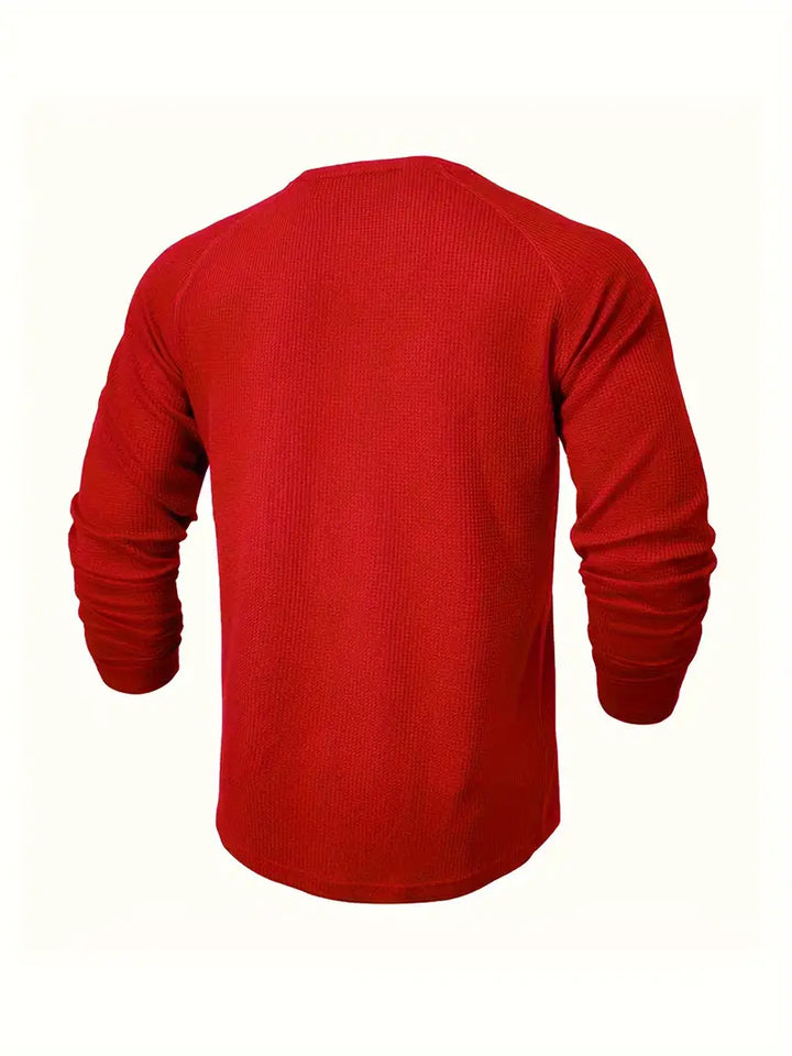 Chad | Men's Long Sleeve Crew Neck Henley Shirt with Buttons