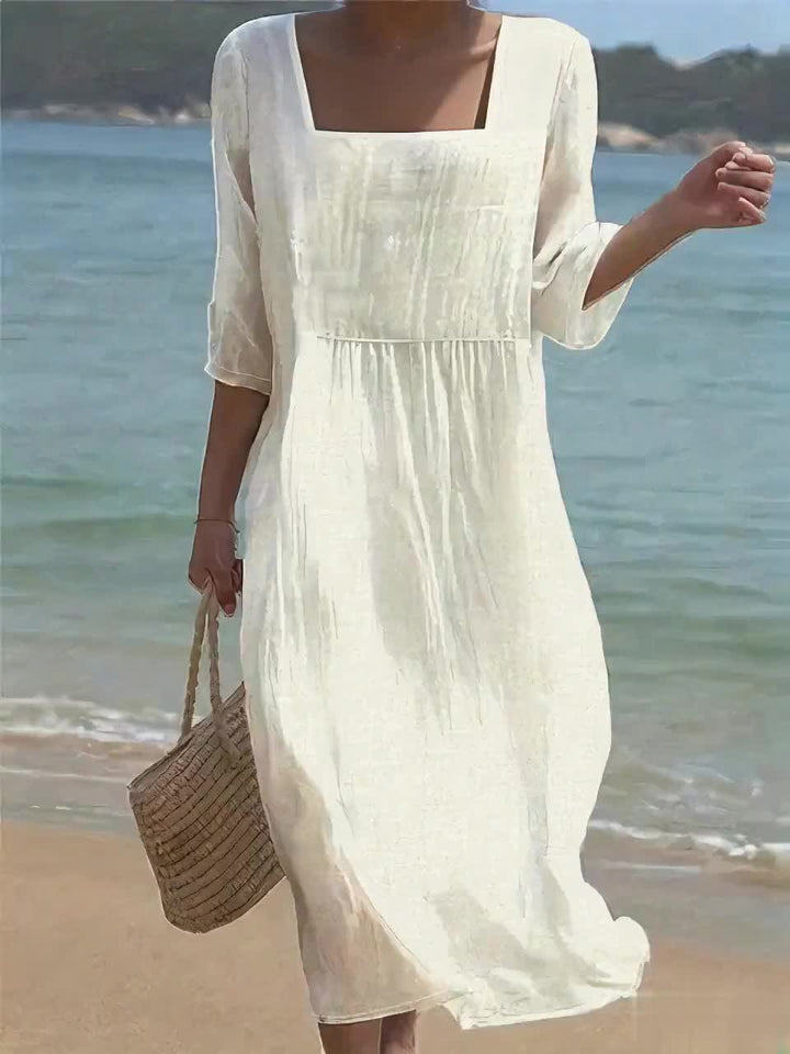 Lunelle | Women's 3/4 Sleeve Square Neck Maxi Casual Dress