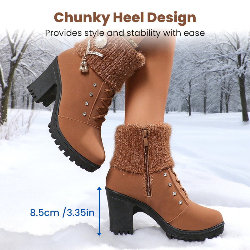 Alana | Women's Chunky Heeled Boots with Zipper