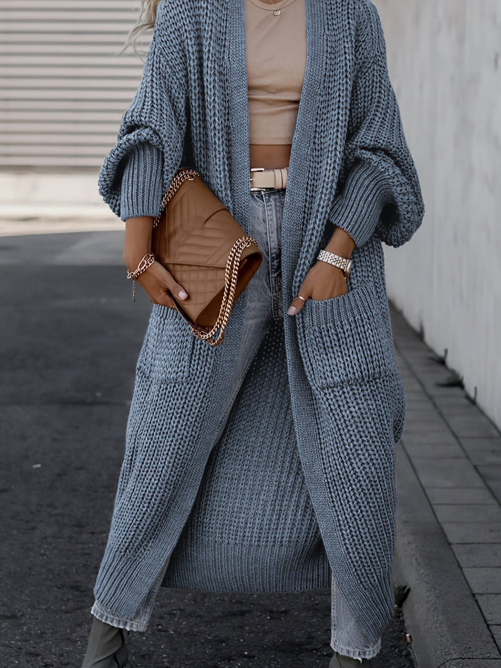 Women's Maxi Cardigan with Long Sleeves and Pockets