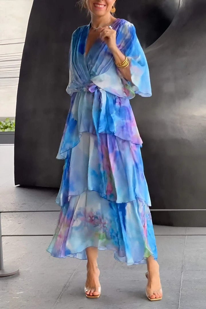 Nysa - Spring Floral Tiered Chiffon Dress