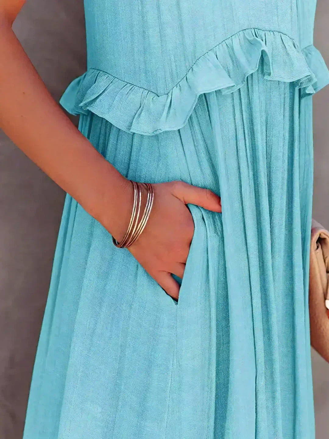 Landry | Women's Mini Chic Ruffle Trim Sleeveless Dress