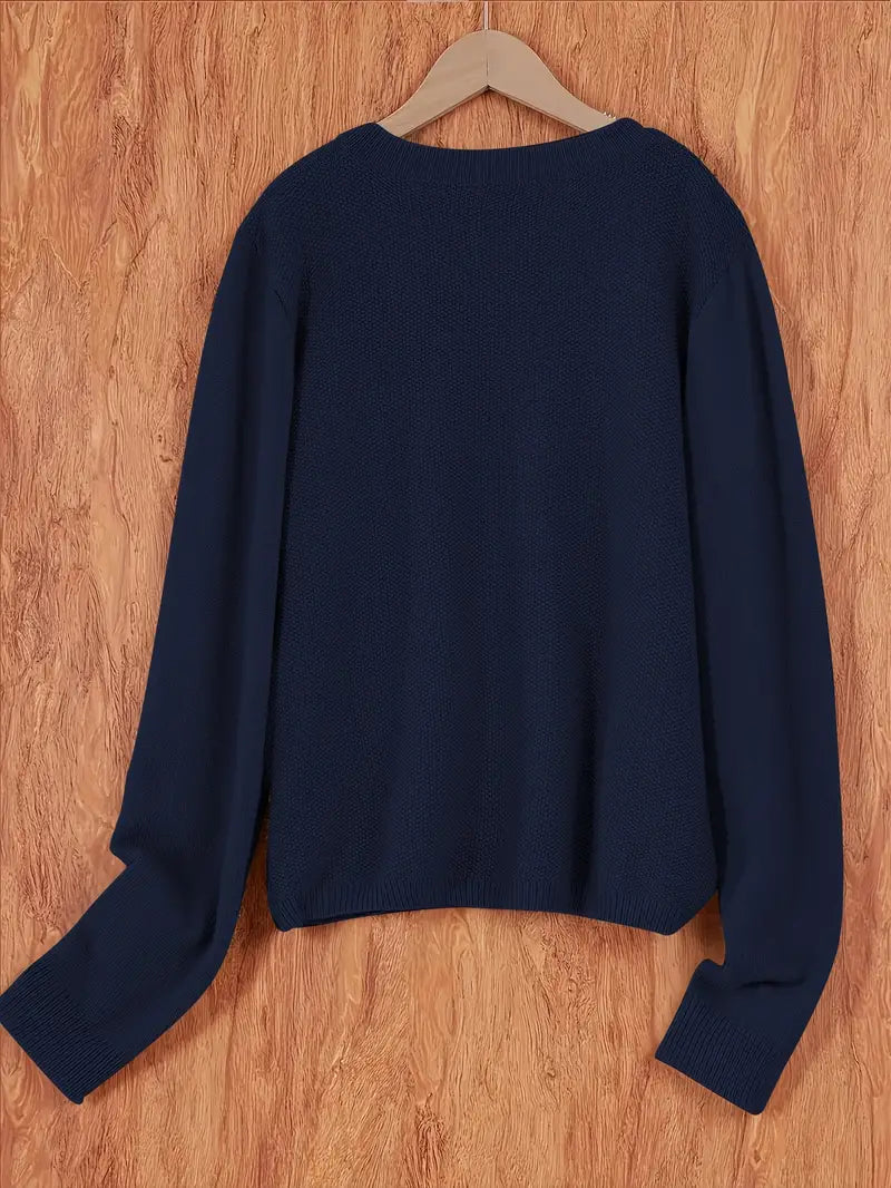 Eugenia | Women's Round Neck Cardigan with Buttons and Pocket