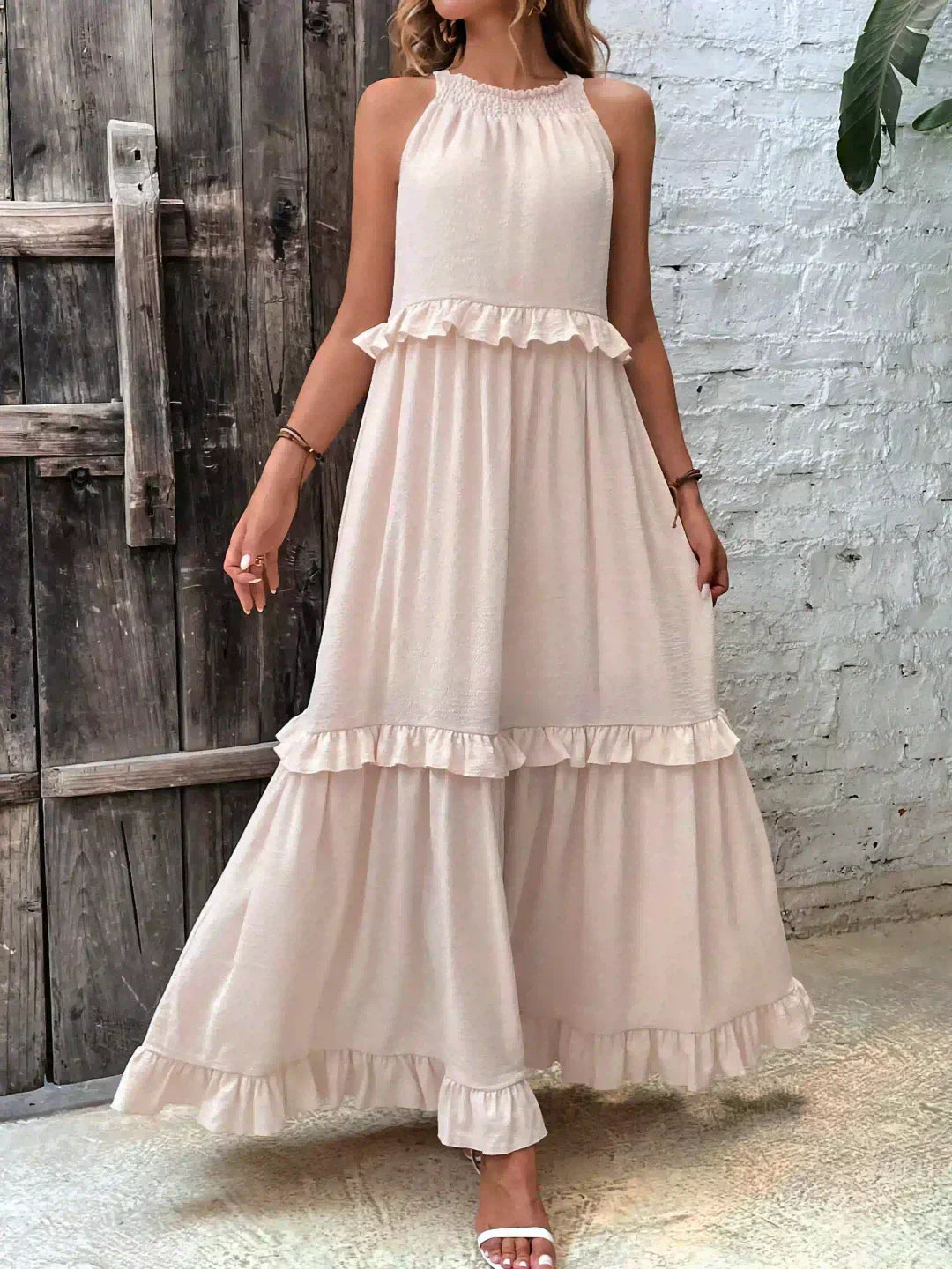 Landry | Women's Mini Chic Ruffle Trim Sleeveless Dress