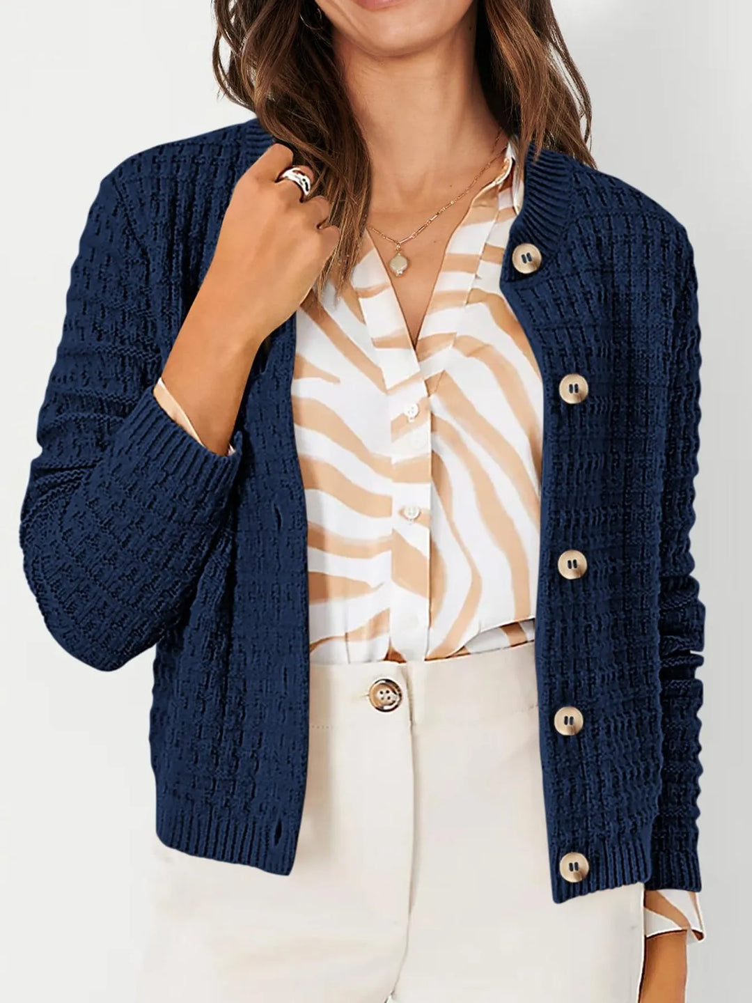 Harper | Women's Cardigan with Button Placket and Buttons