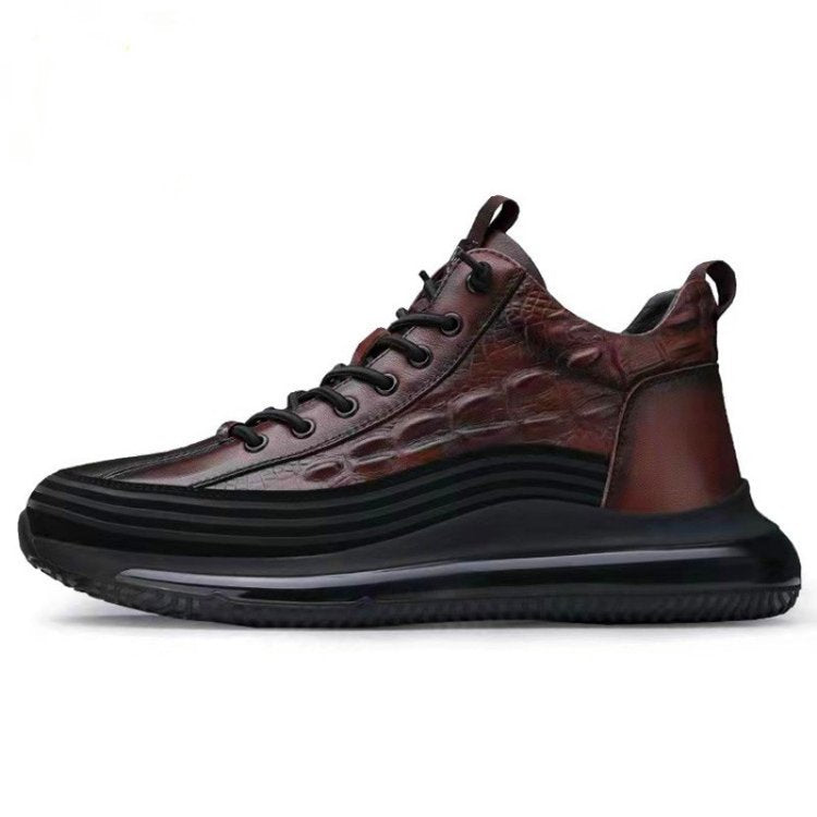 Men's Crocodile Print Lace-Up Sneakers