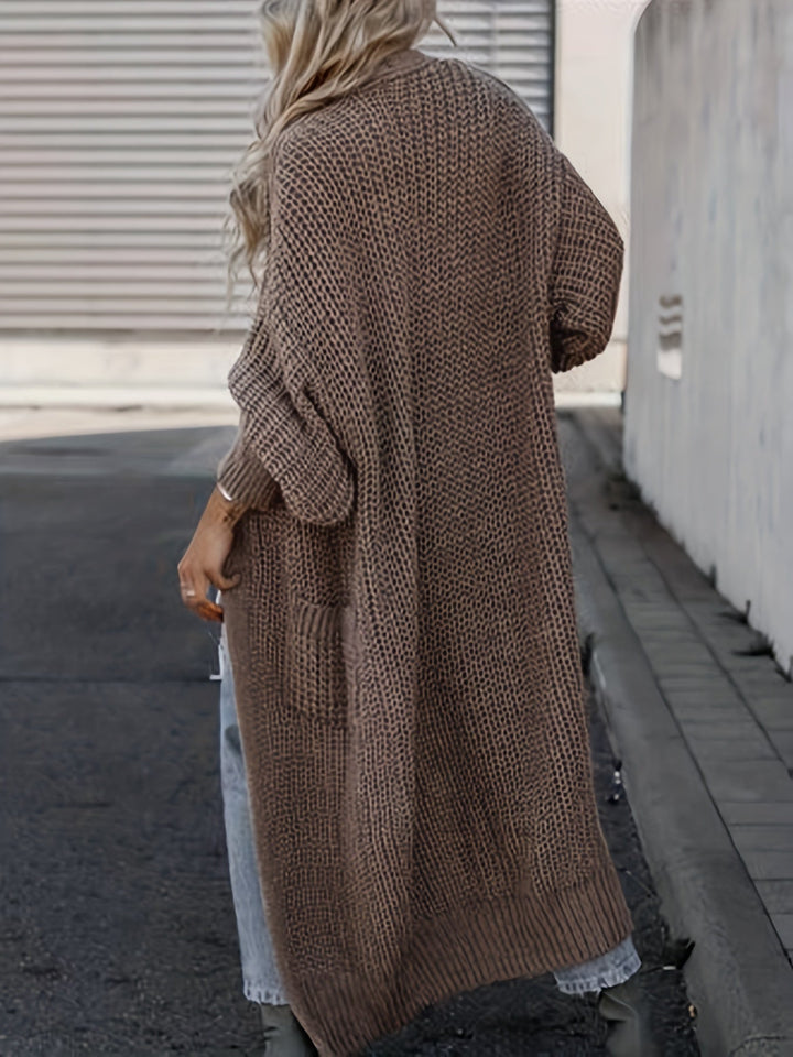 Women's Maxi Cardigan with Long Sleeves and Pockets