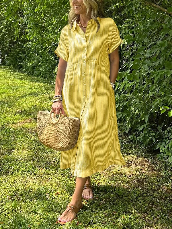 Gwen | Women's Striped Shirt Dress with Pockets