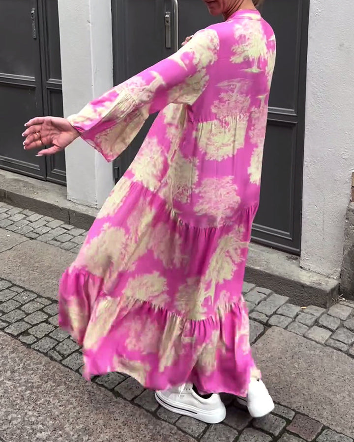Giavanna | Women's Relaxed Mini Casual Flared Sleeve Long Printed Dress