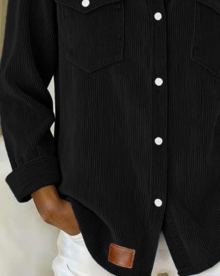 Lyra | Women's Classic Long Sleeve Shirt with Notch Collar and Buttons