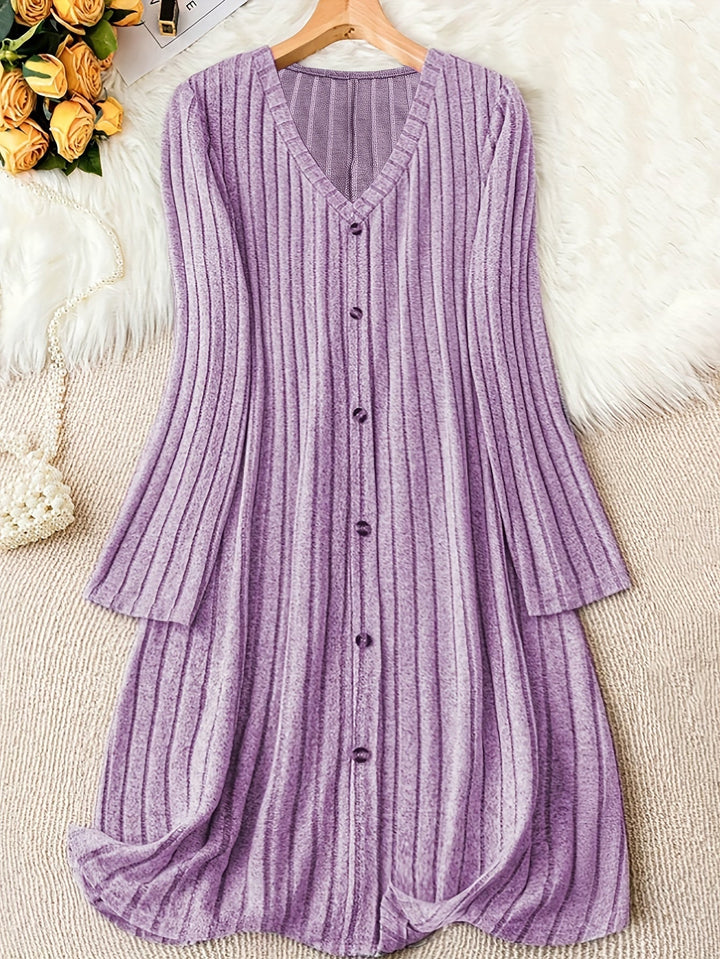Madelyn™ - Timeless Plus Size Ribbed Button Dress