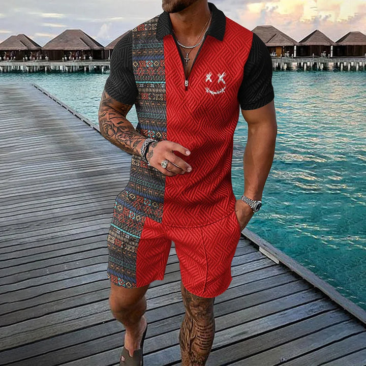 Emil | Men's Loose Time-Traveler Poloshirt & Shorts SET with Pockets