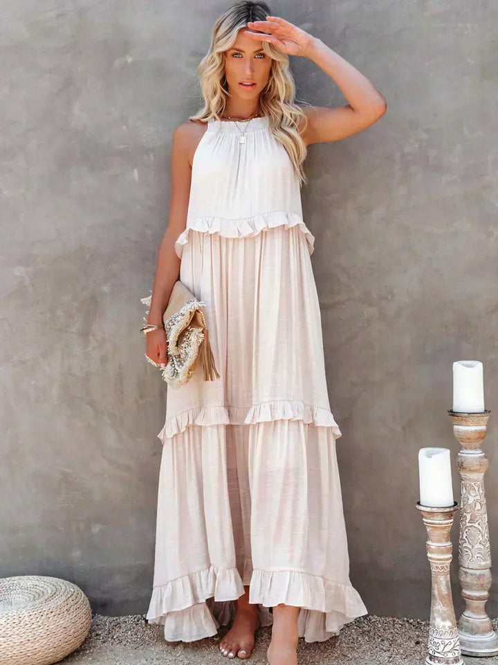 Landry | Women's Mini Chic Ruffle Trim Sleeveless Dress