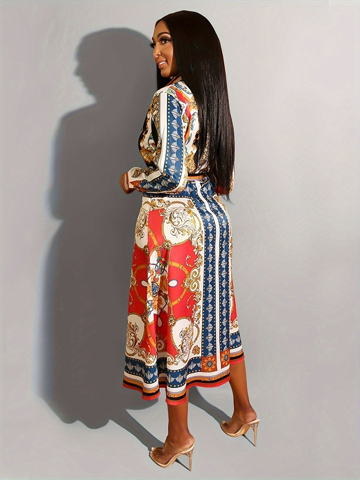 Marigold | Women's Mid-Calf Long Sleeve Shirt Dress