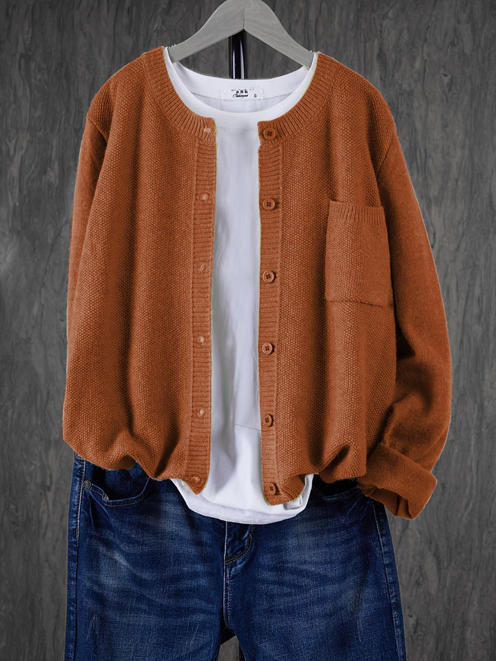 Eugenia | Women's Round Neck Cardigan with Buttons and Pocket